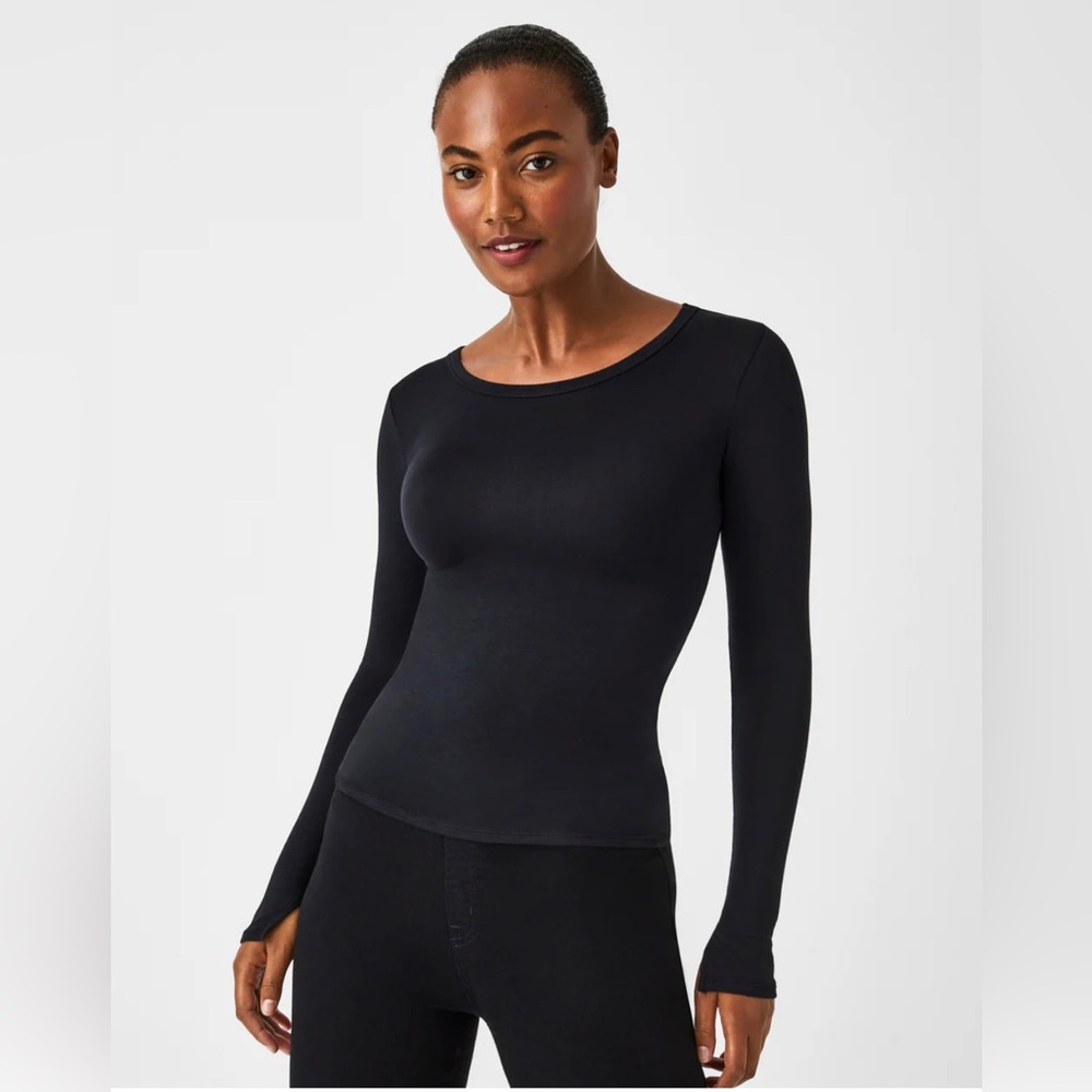 SPANX® Better Base Women’s Long Sleeve Black Crewneck Top Size Medium 10319R New